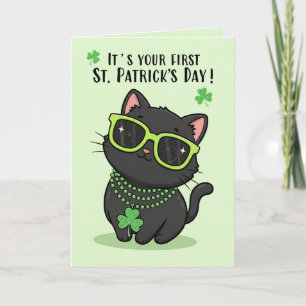Glad första St. Patricks dag Baby Sött litet kattu Helgkort