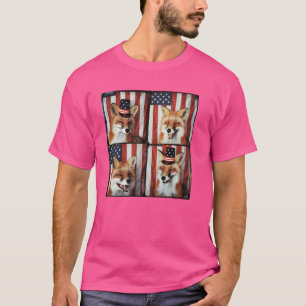 Glad Fox Patriotiskt Djur Amerikansk Flagga Fox 4: T Shirt