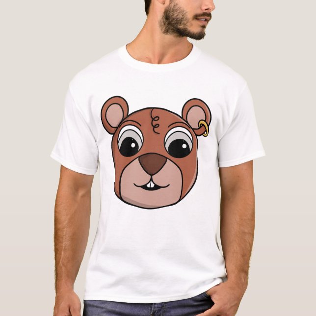 Glad fräck djuransikte t shirt (Framsida)