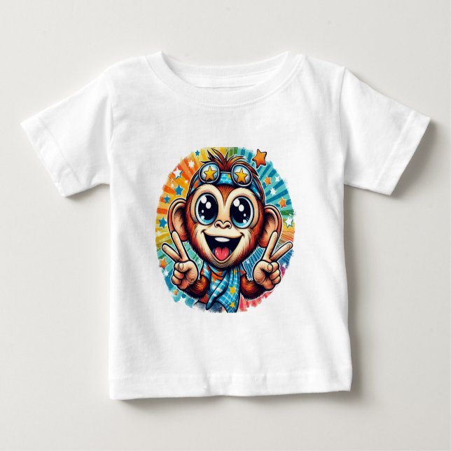 Glad Fredapa Monkey Baby T-Shirt (Framsida)