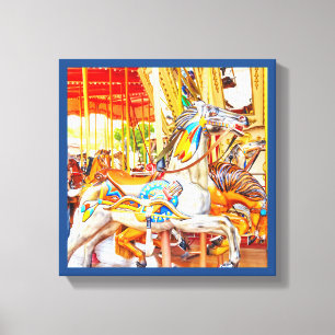 Glad-gå-runda för fjäderhästkarusell canvastryck