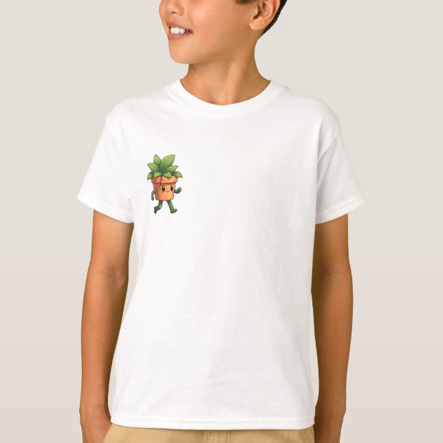 Glad gående krukväxt karaktär barn t shirt (Framsida)