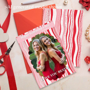 Glad Galentine’s Day Rosa Ränder Bästa Vänner För Julkort