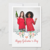 Glad Galentines dag Foto Champagne Drickande BFF