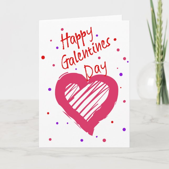 Glad Galentines Day Alla Hjärtans Dag Hjarta Kort (Framsida)