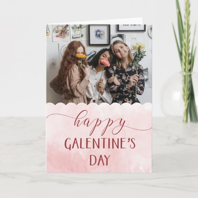 Glad Galentine's Day Anpassad Foto Helgkort (Framsida)