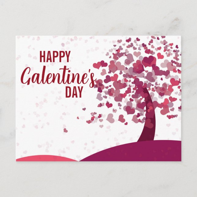Glad Galentine's Day Hjärtträd Vykort (Framsida)