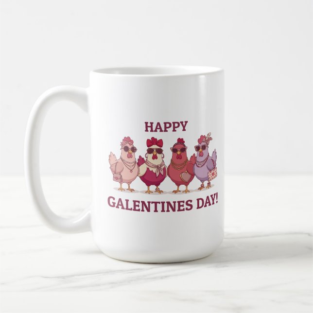 Glad Galentines Day Höns Squad Söt Rolig Höns Kaffemugg (Vänster)