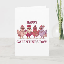 Glad Galentines Day Kycklinggäng Söt Rolig Höns Helgkort