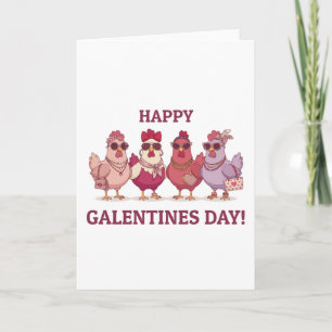 Glad Galentines Day Kycklinggäng Söt Rolig Höns Helgkort