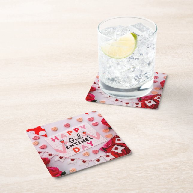 Glad Galentine's Day Mat & Sprit-fest Underlägg Papper Kvadrat (Insitu)