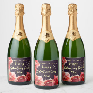 Glad Galentine's Day Mörkröd Blommig Guld
