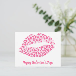 Glad Galentine's Day! Rosa leopardkyss Vykort