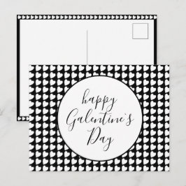 Glad Galentine's Day Svart Vitt Hjärtmönster Helg Vykort
