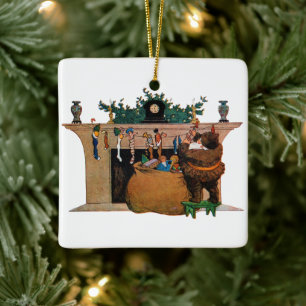 Glad gammal jul tomte, Jessie Willcox Smith Julgransprydnad Keramik