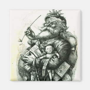 Glad gammal jultomten magnet