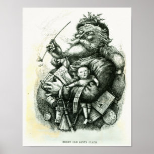 Glad gammal jultomten poster