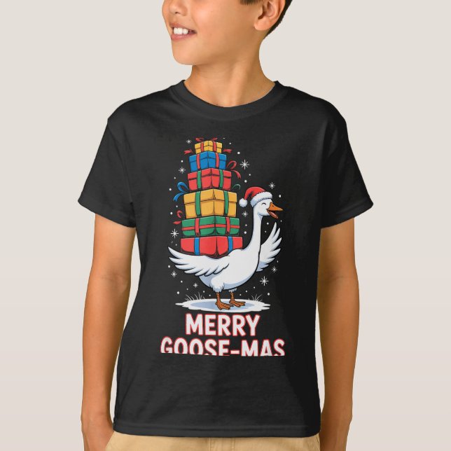 Glad Gås-mas Med Xmas Rolig Julgås  T Shirt (Framsida)