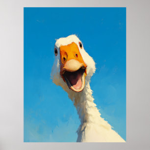 Glad Gås Under Blå Himmel Poster