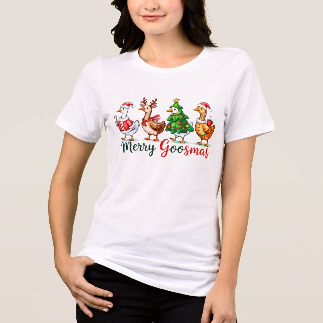 Glad Gåsmas Jul Rolig Gås T Shirt (Framsida)