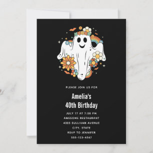 Glad Ghost Retro Hippie Vibe Födelsedag Inbjudningar