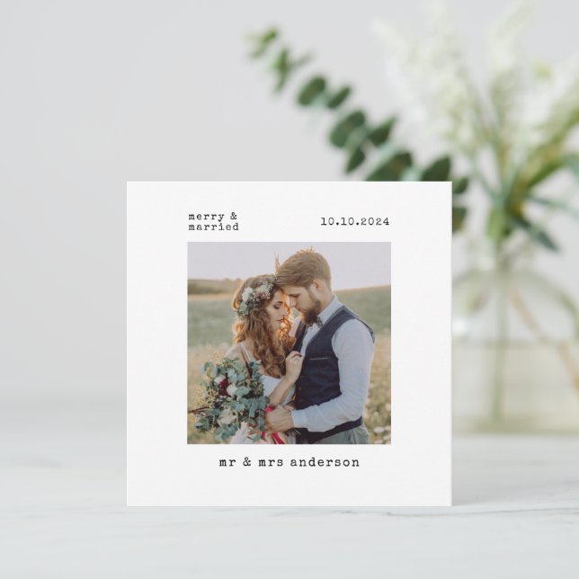 Glad & Gift Bröllops Jul Foto Julkort (Stående Fram)