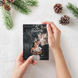 Glad & Giftad Elegant Skript Foto Julkort