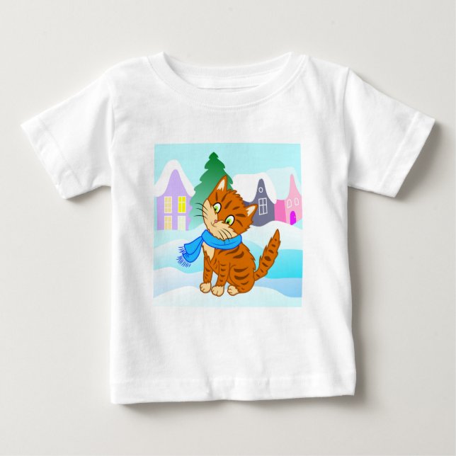 glad gingerkatt i tecknad stil t shirt (Framsida)