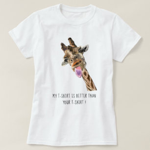Glad Giraff Tunga Ut Rolig T-Shirt Anpassad Text