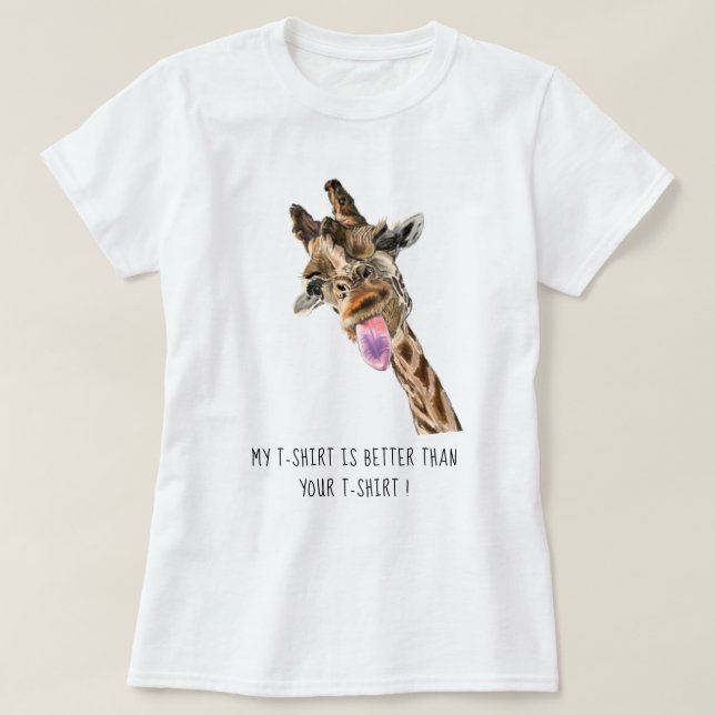 Glad Giraff Tunga Ut Rolig T-Shirt Anpassad Text (Design framsida)