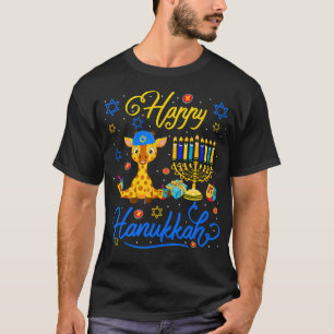 Glad Giraff under Hanukkah med Menorah Stolt Judis T Shirt