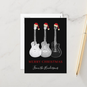 Glad gitarr jul svart och vit  helg vykort