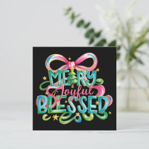 Glad Glad Blessed Färgrik Penseldrag Xmas Bow Julkort