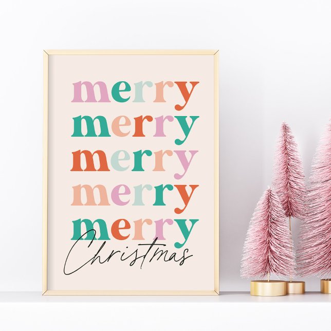 Glad Glad Glad Jul Färgrik Typografi Poster ("merry merry merry Christmas" typography wall art)
