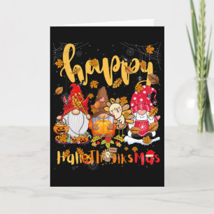 Glad Glad Hallothanksmas Tomtar Halloween Tack Kort