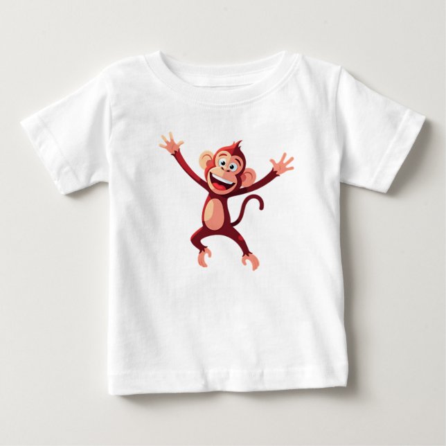 Glad Glad Hoppande Tecknad Apa  T Shirt (Framsida)