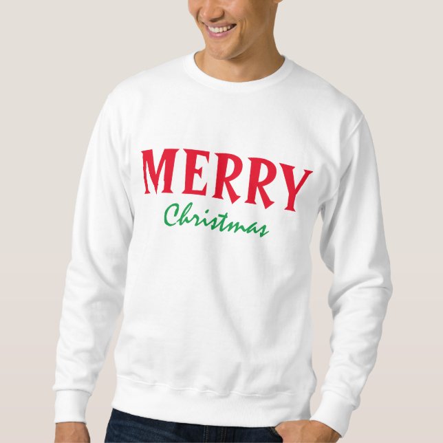 GLAD GLAD JUL RÖD GRÖN TYPOGRAFI LÅNG ÄRMAD TRÖJA (Framsida)