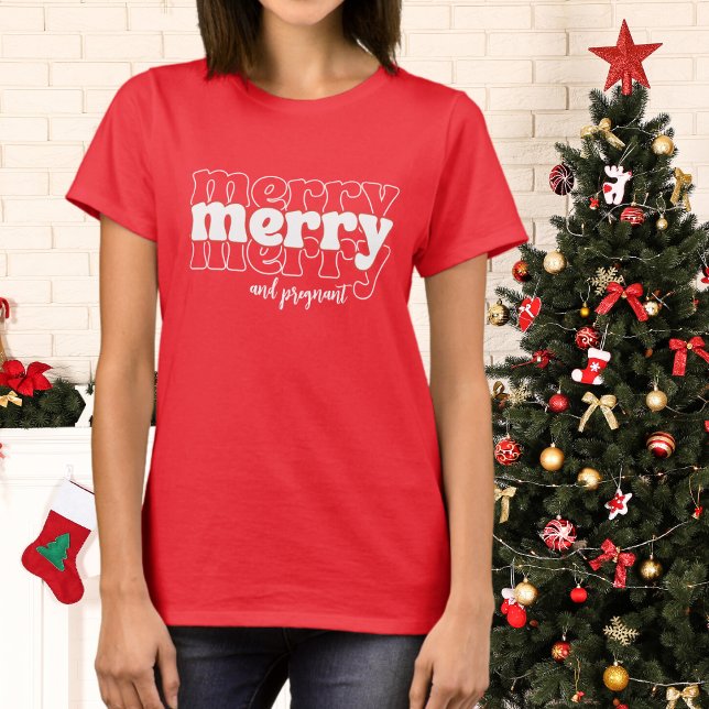 Glad Glad och Gravid Vit Jul Typografi T Shirt (Skapare uppladdad)