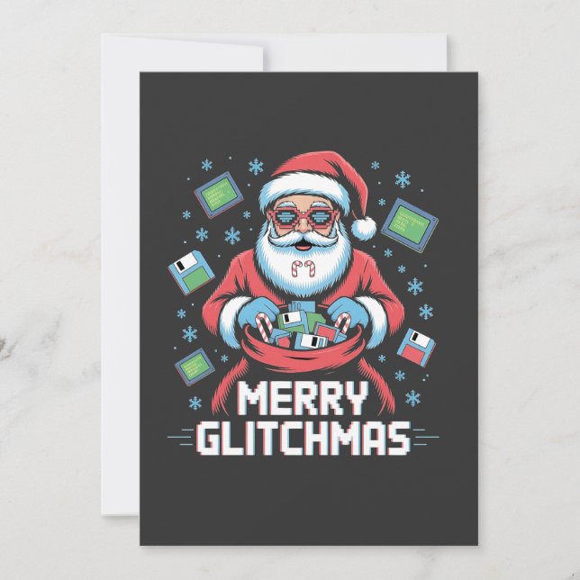 Glad Glitchjul Kodande Programmerare Tomte Jul Inbjudningar (Framsida)