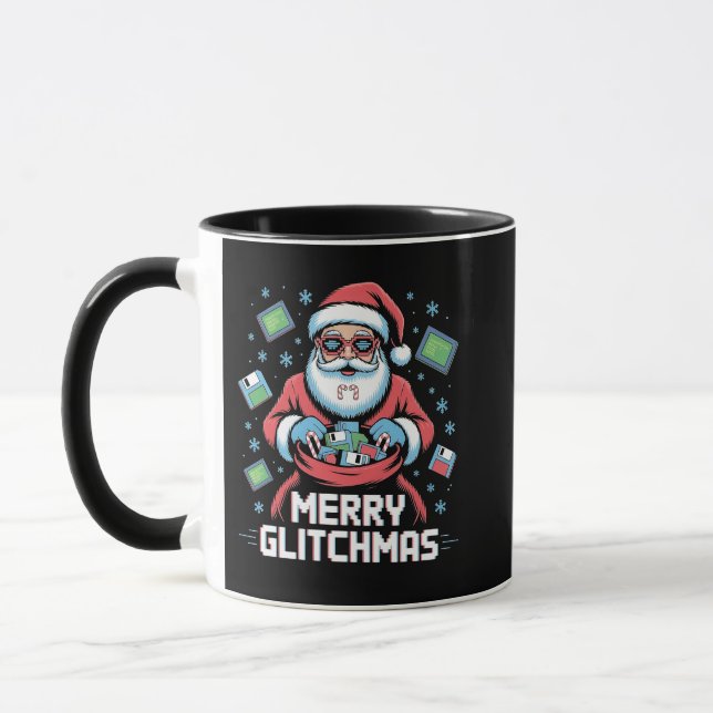 Glad Glitchmas Kodande Programmerare Tomte Jul Mugg (Vänster)