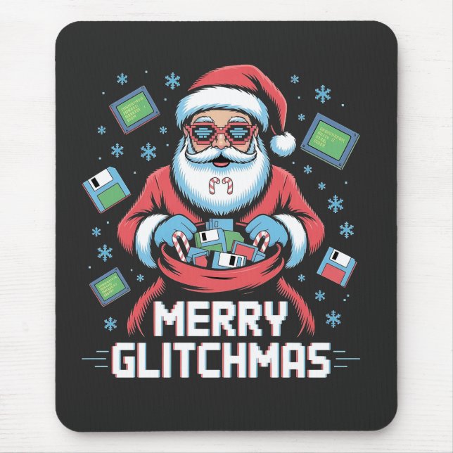 Glad Glitchmas Kodande Programmerare Tomte Jul Musmatta (Framsidan)