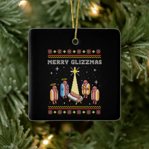 Glad Glizzmas Fula Julkorv Xmas Julgransprydnad Keramik