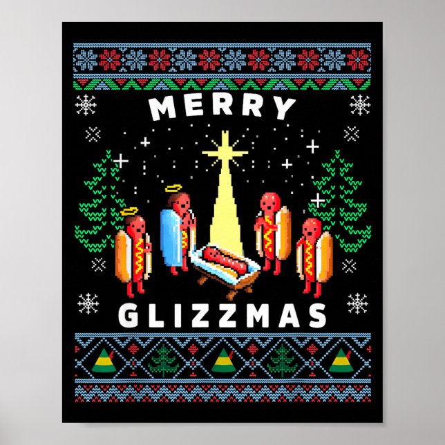Glad Glizzmas Rolig Fjulig Jultröja Glizzy Poster (Framsidan)