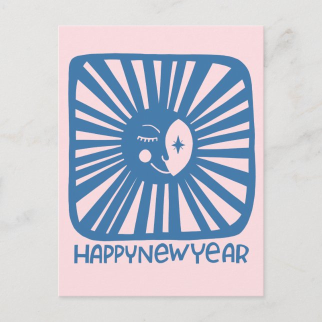 Glad Glöd Måne Gott Nytt År Anpassa Det  Vykort (Framsida)