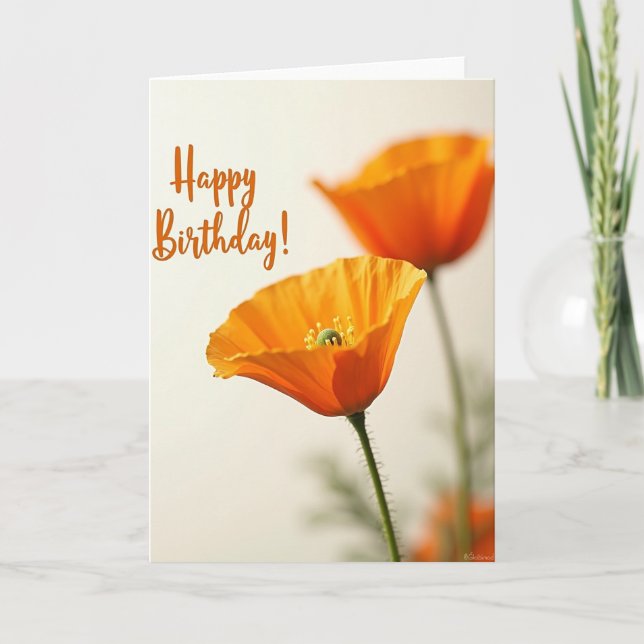 Glad Glödande Orange Blomsterkort Kort (Framsida)