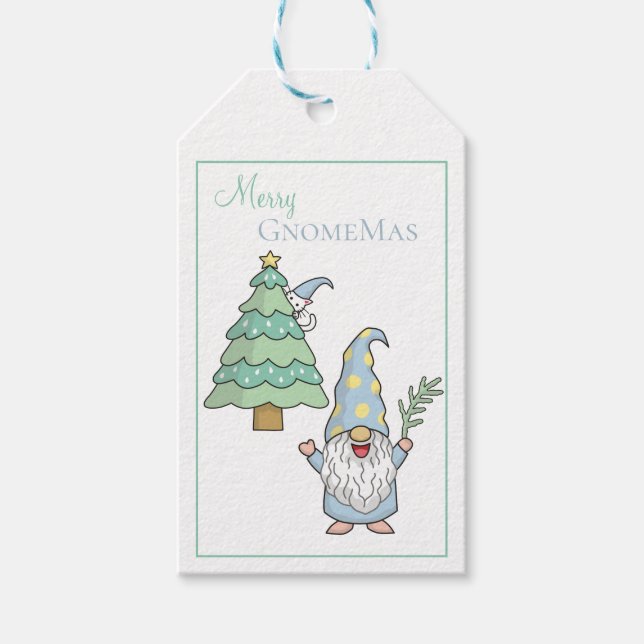 Glad GnomeMas Julgran Gnome Högtid  Presentetikett (Framsidan)
