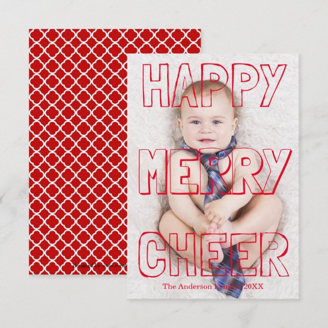 Glad God Jul Red Blocker - 3x5 Julkort Inbjudningar (Fram/baksida)
