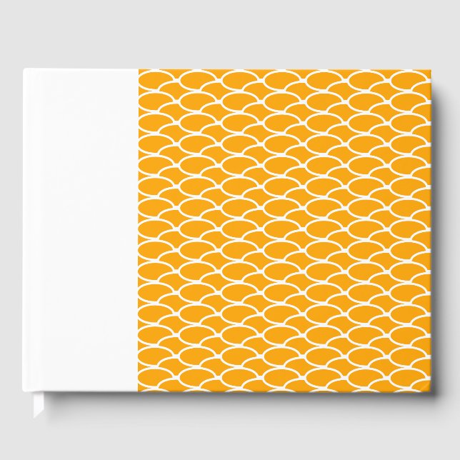 Glad Golden Gult Vinkara Mönster White Background Gästböcker (Framsida)