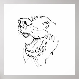 Glad Golden Retriever, bläckillustration Poster