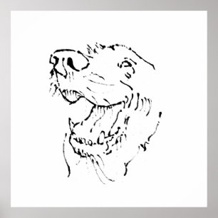 Glad Golden Retriever, bläckillustration Poster